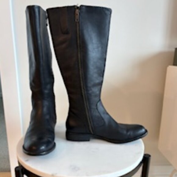 Born Black Leather Knee-high Boots sz 8 - Picture 2 of 2